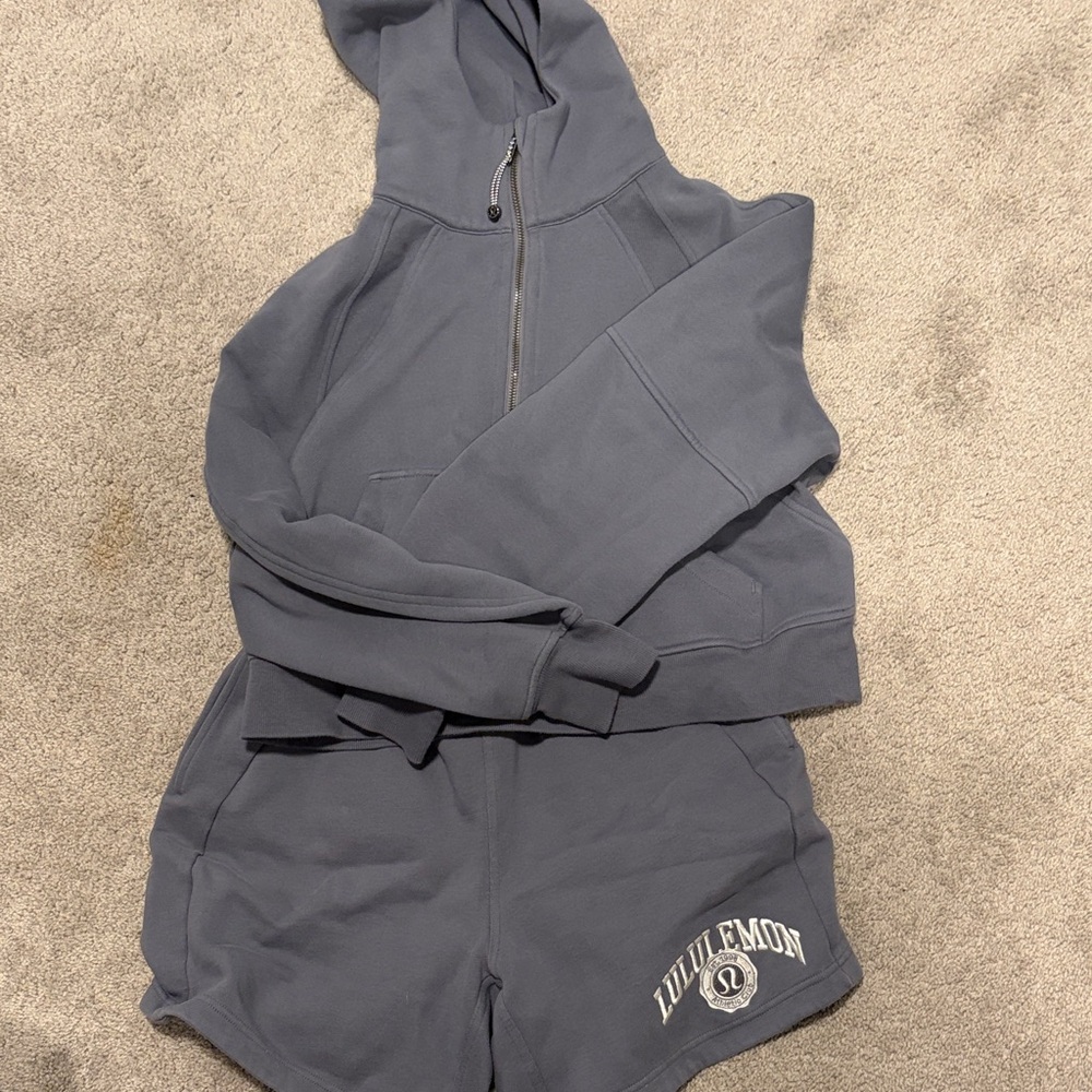 Lululemon Athletica Gray Hoodie and Shorts Set
